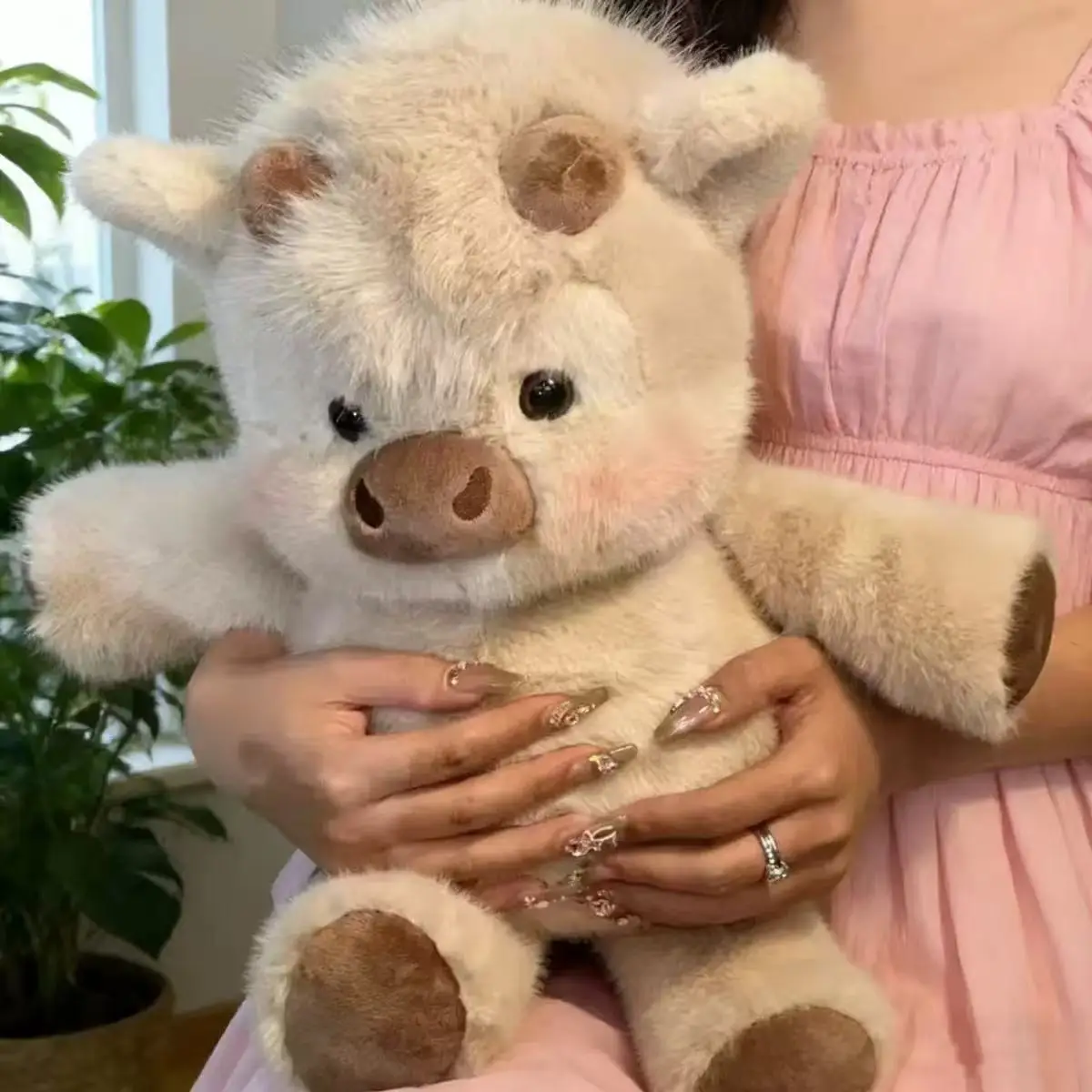 Adorable Highland Cattle Plush Toy 45cm - Huggable Running Cow Stuffed Animal Made with Premium Soft Fabric, Soothing Companion
