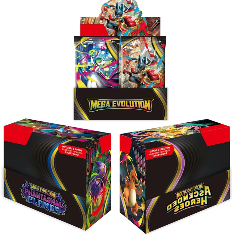English 360 MEGA EVOLUTION PHANTASMAL FLAMES ASCENDED HEROES Booster Display Box Booster Cards Playing Cards