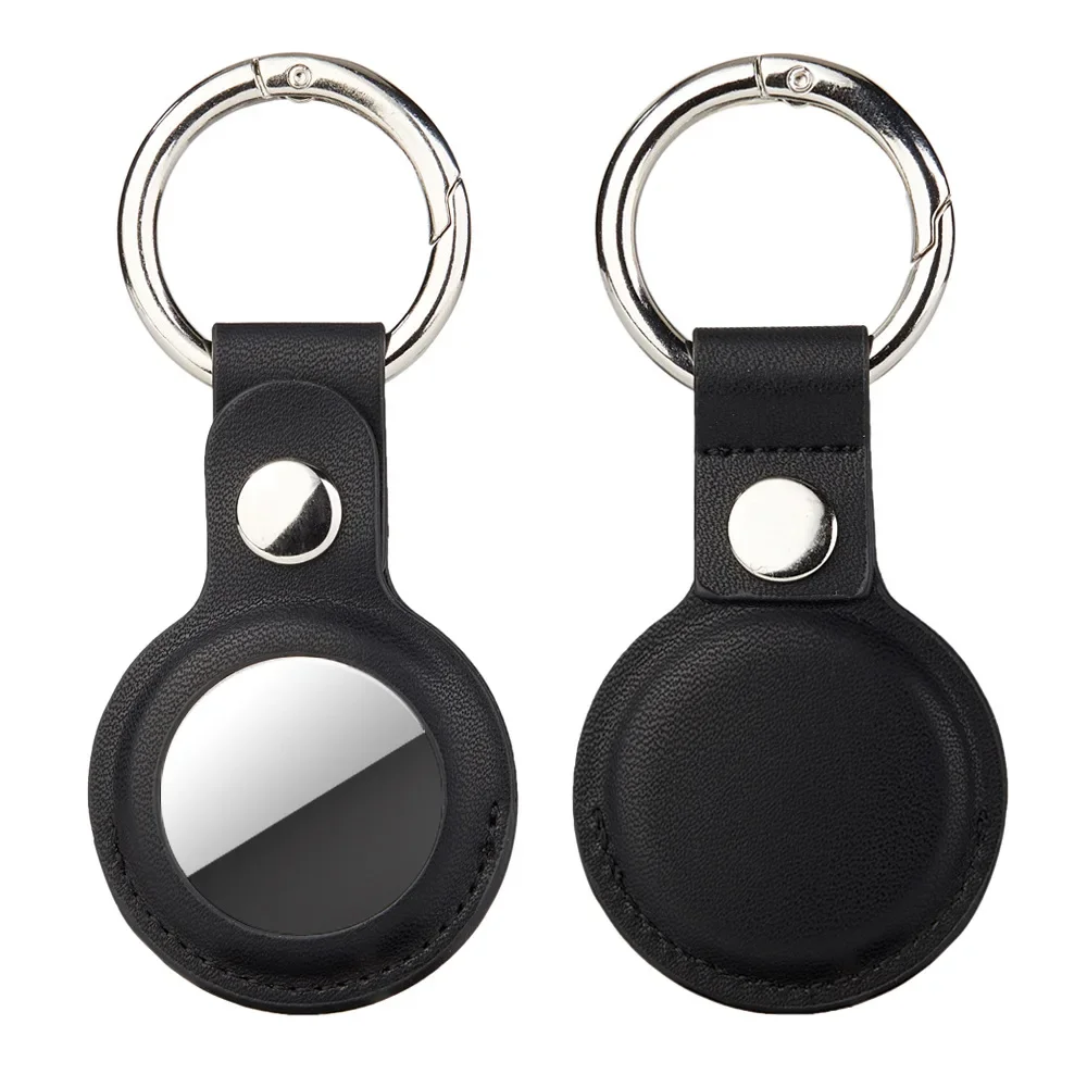 1/2Pcs Leather Keychain For Apple AirTag Protective Case Cover Waterproof Luggage Anti-Loss Keyring AirTags Accessories