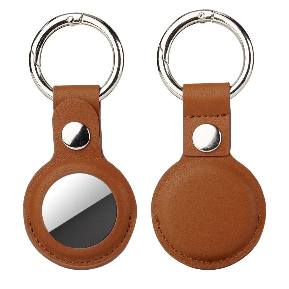 1/2Pcs Leather Keychain For Apple AirTag Protective Case Cover Waterproof Luggage Anti-Loss Keyring AirTags Accessories