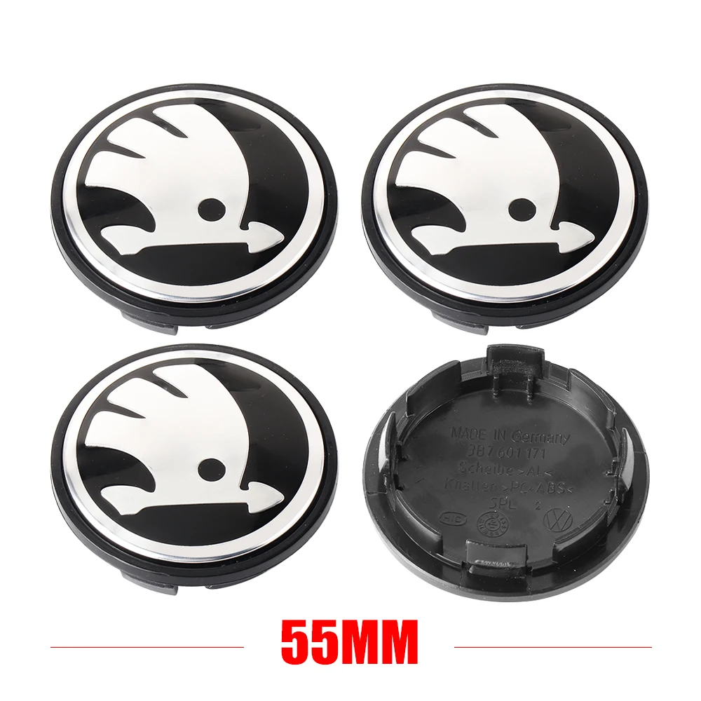 4pcs 55/65mm Car Original Wheel Center Cover Hub Cap Emblem Decoration For Skoda Kodiaq Superb Yeti Karoq Rapid Fabia RS Octavia