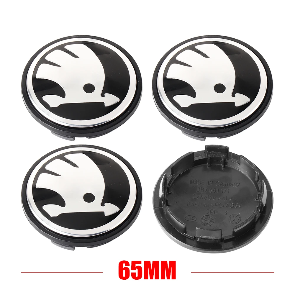 4pcs 55/65mm Car Original Wheel Center Cover Hub Cap Emblem Decoration For Skoda Kodiaq Superb Yeti Karoq Rapid Fabia RS Octavia