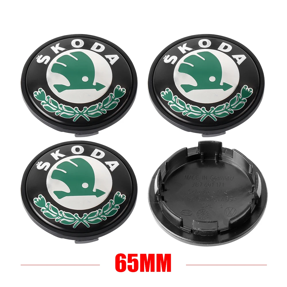 4pcs 55/65mm Car Original Wheel Center Cover Hub Cap Emblem Decoration For Skoda Kodiaq Superb Yeti Karoq Rapid Fabia RS Octavia