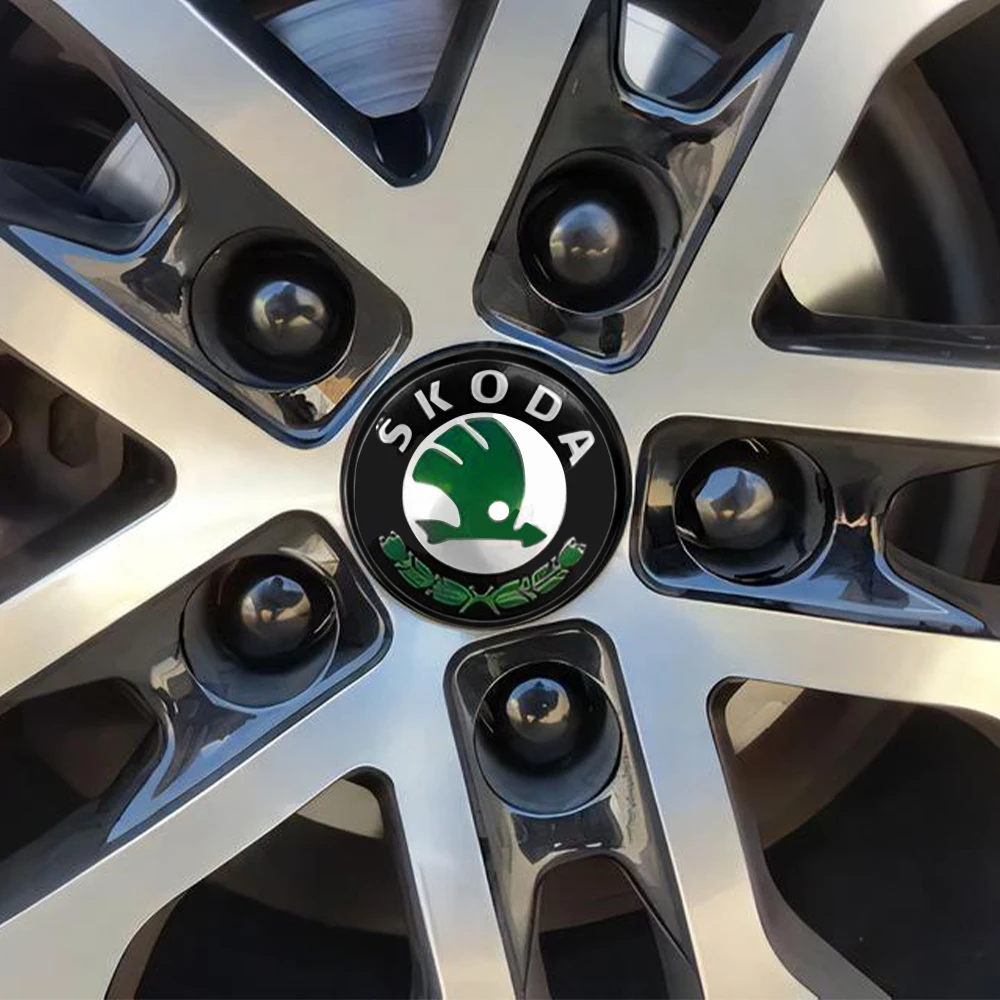 4pcs 55/65mm Car Original Wheel Center Cover Hub Cap Emblem Decoration For Skoda Kodiaq Superb Yeti Karoq Rapid Fabia RS Octavia