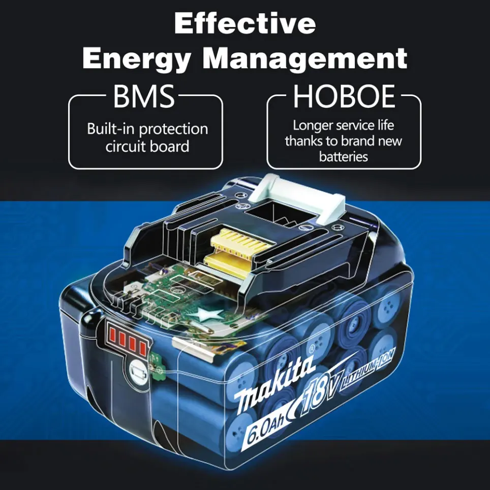 Makita Battery BL1860 Rechargeable Battery 18V 6.0Ah Lithium Ion for Makita 18v Battery 6Ah BL1850 BL1880 BL1860B LXT400