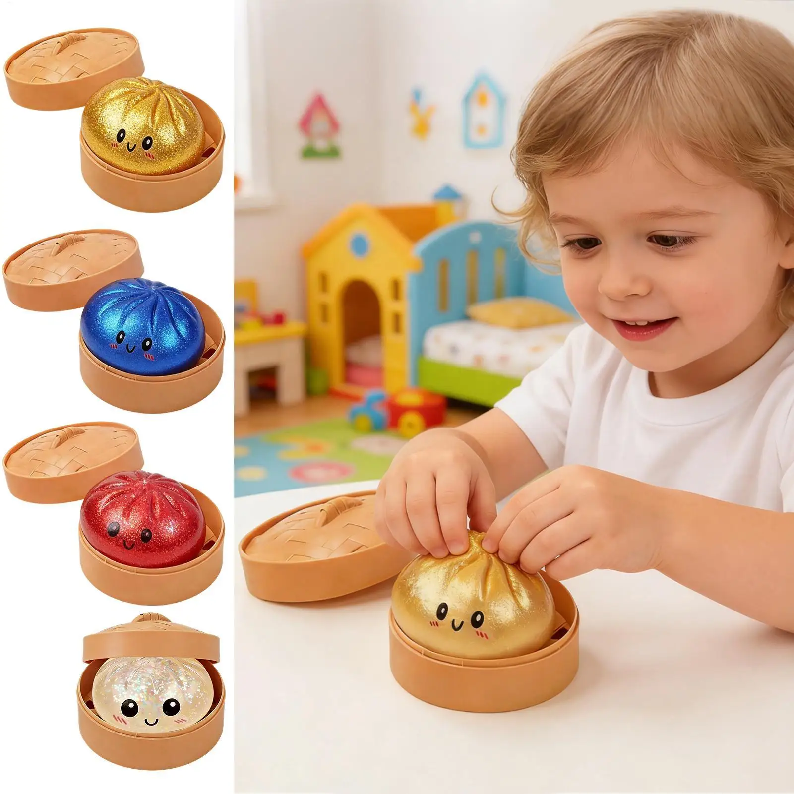 Steamed Dumpling shaped sensory squeeze toy Squishiess Dumplings Stress Balls Fidget Sensory Toy Quick-rebound Stress Relief Toy