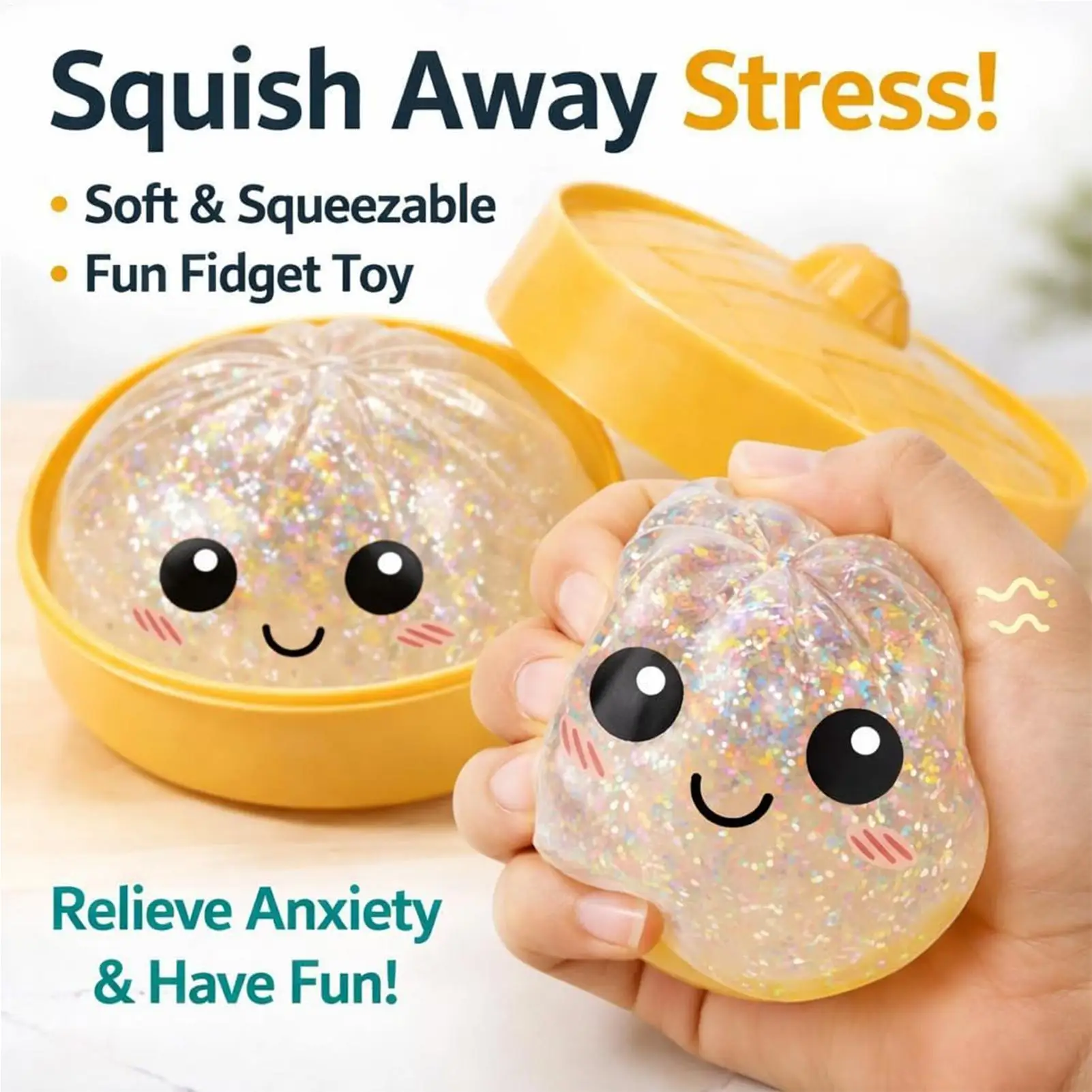 Steamed Dumpling shaped sensory squeeze toy Squishiess Dumplings Stress Balls Fidget Sensory Toy Quick-rebound Stress Relief Toy