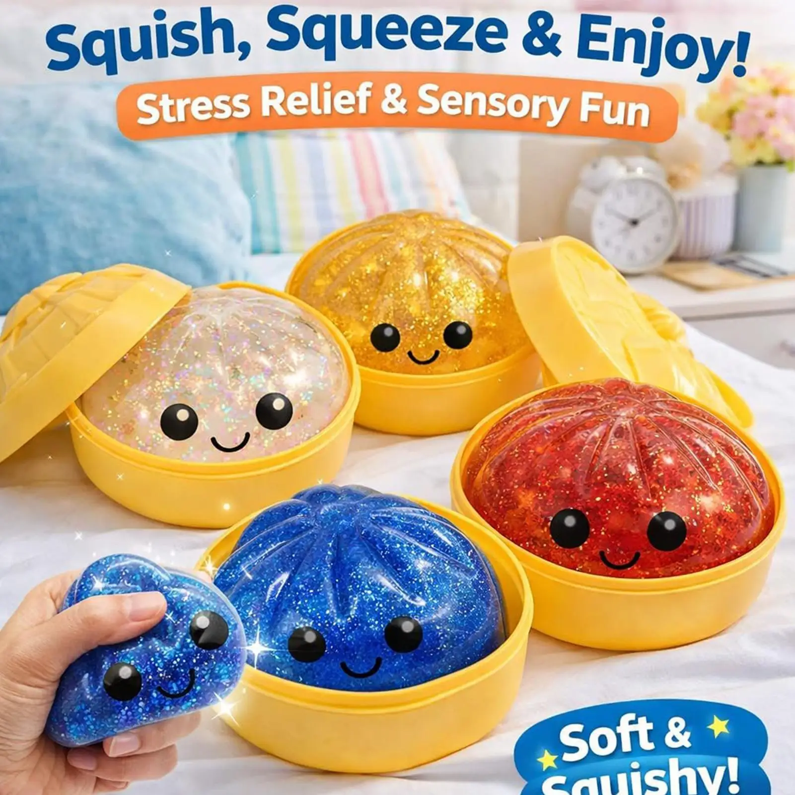 Steamed Dumpling shaped sensory squeeze toy Squishiess Dumplings Stress Balls Fidget Sensory Toy Quick-rebound Stress Relief Toy