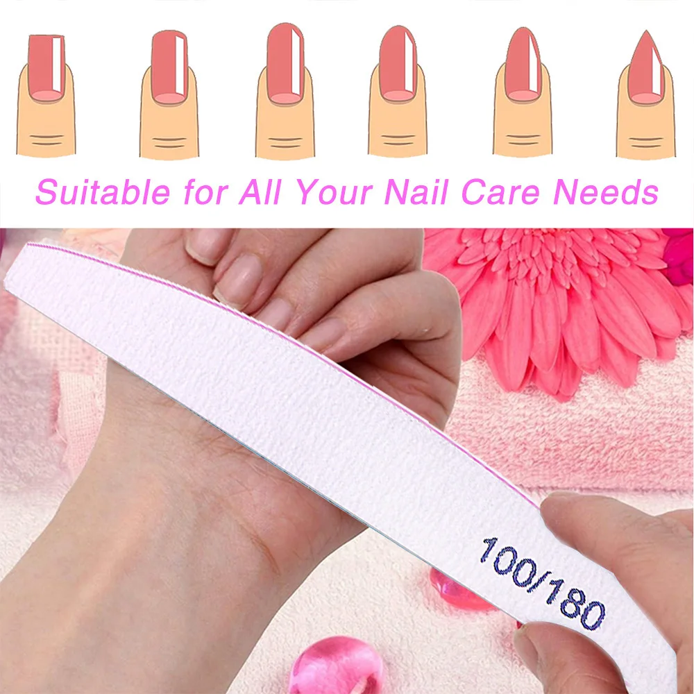 Professional Nail Files 100/180 Grit Nail Sanding Boards 10 Pieces of Zebra Double-sided Coarse Nail Files Used for Acrylic Nail