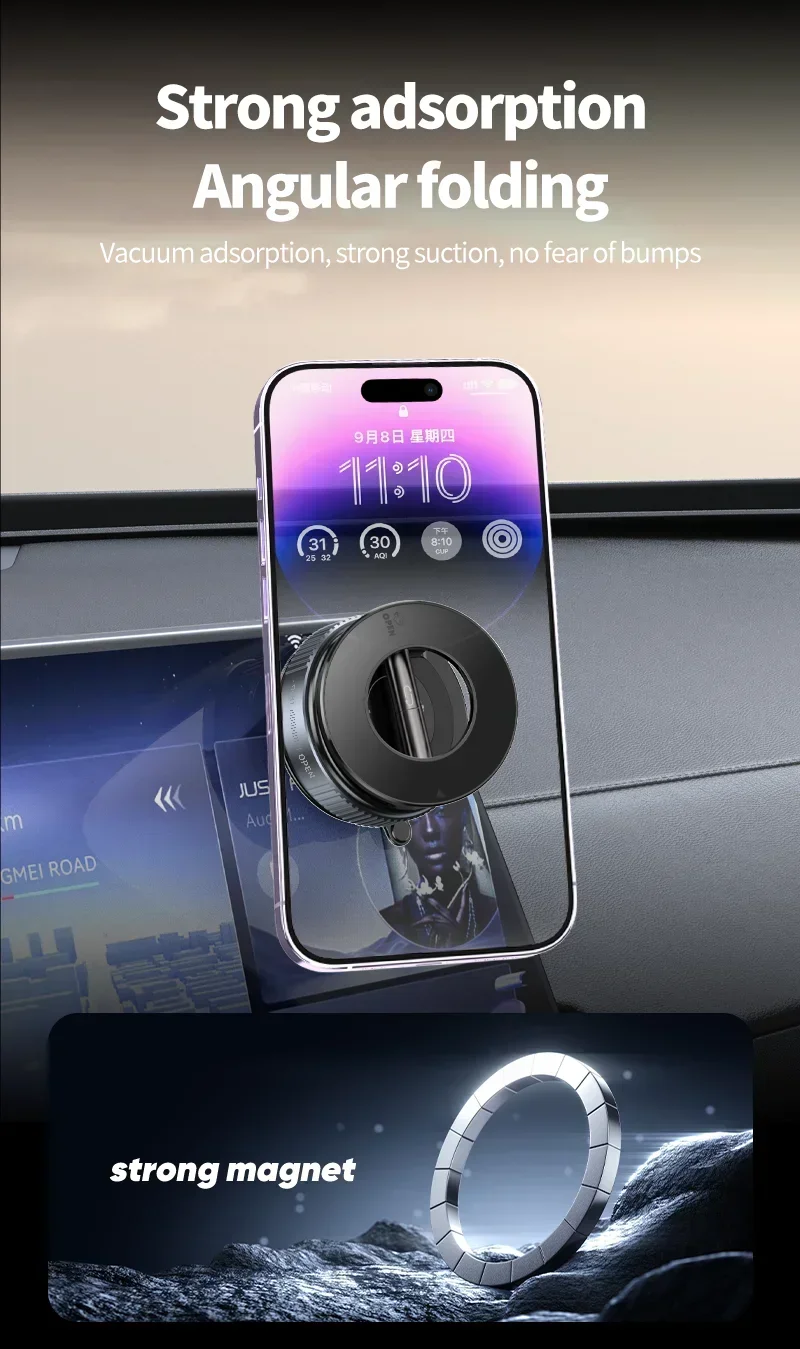 K007 Strong Magnetic Phone Holder 360° Adjustable Vacuum Car Mount Foldable Design For Car Desk Bathroom Magnetic Bracket