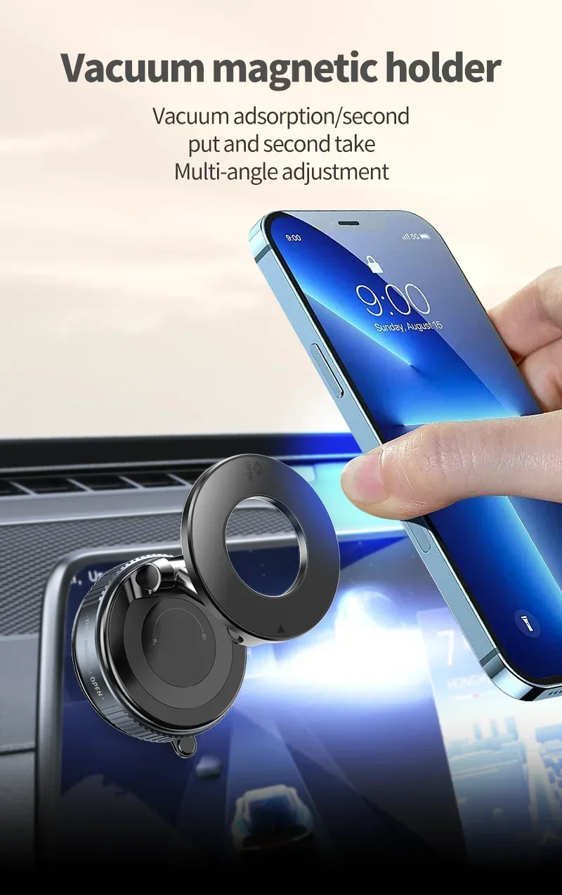 K007 Strong Magnetic Phone Holder 360° Adjustable Vacuum Car Mount Foldable Design For Car Desk Bathroom Magnetic Bracket