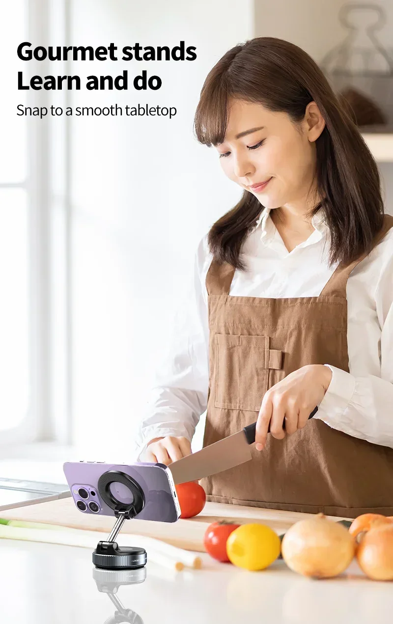 K007 Strong Magnetic Phone Holder 360° Adjustable Vacuum Car Mount Foldable Design For Car Desk Bathroom Magnetic Bracket