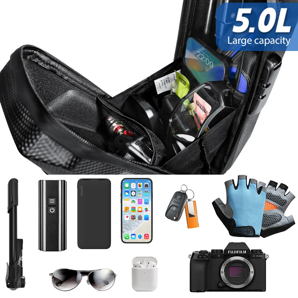 NEWBOLER 5L Electric Scooter Front Bag With Password Lock Large Capacity Electric Scooter Bag Outdoor Storage For Xiaomi Scooter