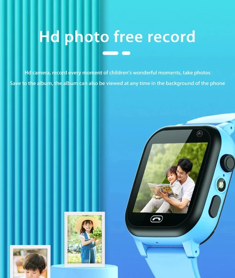 Lenovo New Upgrade 4G Kids Smart Watch GPS Tracker Video Call Sim Card SOS HD Camera Waterproof for Boys Girls with Earphone