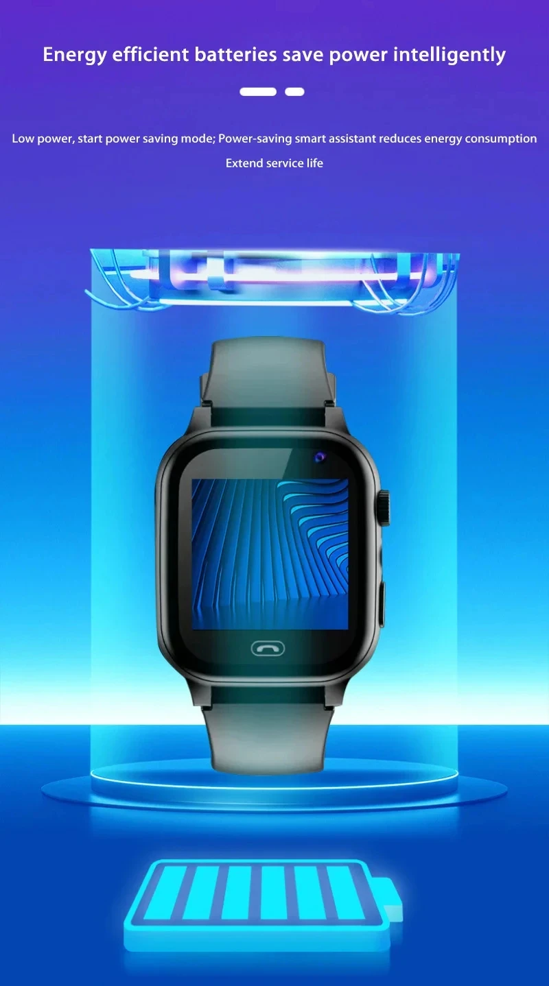 Lenovo New Upgrade 4G Kids Smart Watch GPS Tracker Video Call Sim Card SOS HD Camera Waterproof for Boys Girls with Earphone