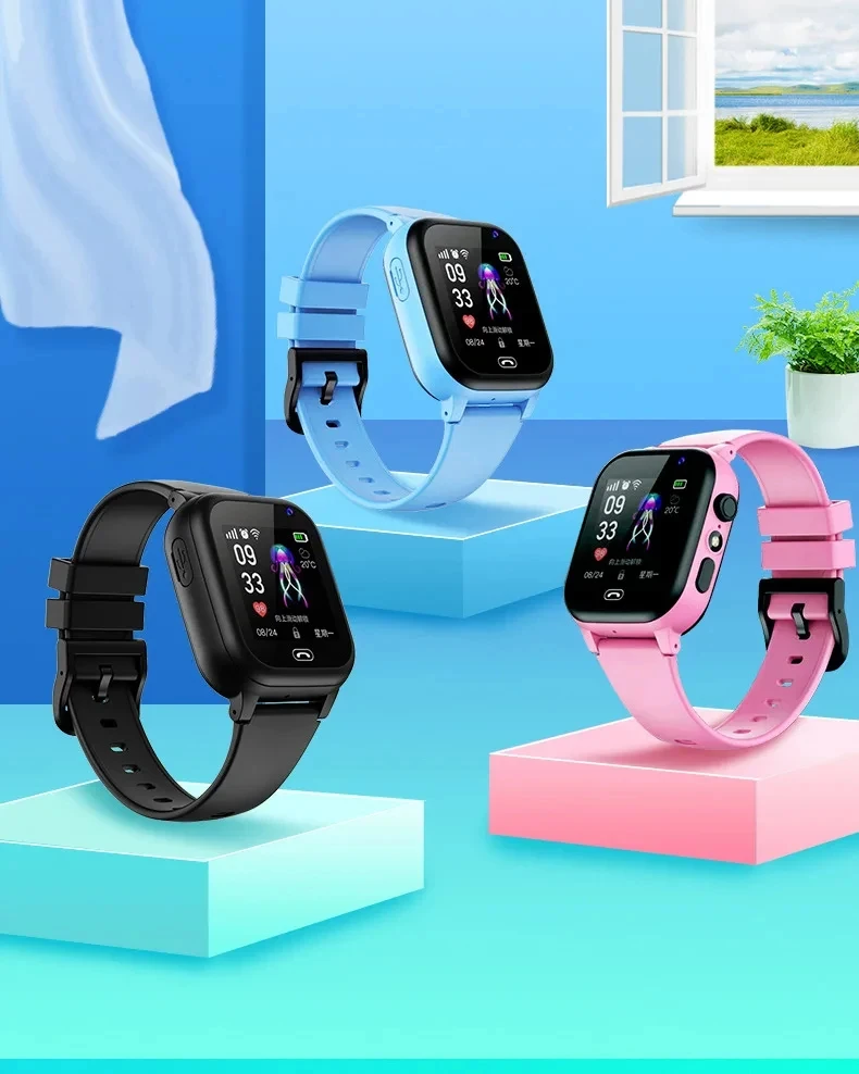 Lenovo New Upgrade 4G Kids Smart Watch GPS Tracker Video Call Sim Card SOS HD Camera Waterproof for Boys Girls with Earphone