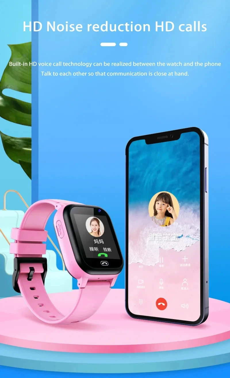 Lenovo New Upgrade 4G Kids Smart Watch GPS Tracker Video Call Sim Card SOS HD Camera Waterproof for Boys Girls with Earphone