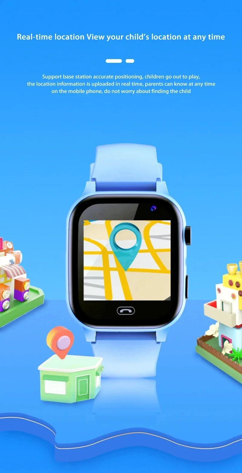 Lenovo New Upgrade 4G Kids Smart Watch GPS Tracker Video Call Sim Card SOS HD Camera Waterproof for Boys Girls with Earphone