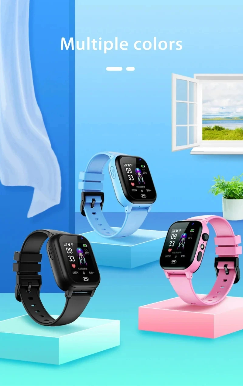 Lenovo New Upgrade 4G Kids Smart Watch GPS Tracker Video Call Sim Card SOS HD Camera Waterproof for Boys Girls with Earphone