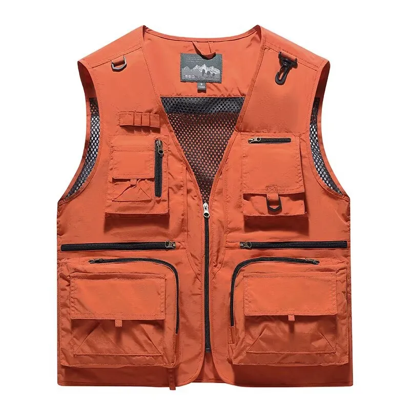New Fashion Men Outdoor Mesh Fishing Photography Breathable Vests Coat Men Multi-pockets Waistcoats Climbing Sleeveless Jackets