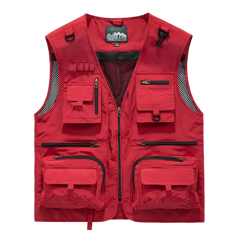 New Fashion Men Outdoor Mesh Fishing Photography Breathable Vests Coat Men Multi-pockets Waistcoats Climbing Sleeveless Jackets