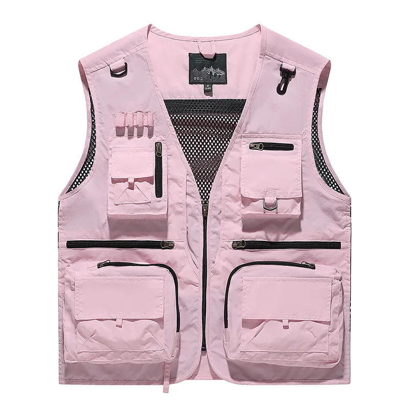 New Fashion Men Outdoor Mesh Fishing Photography Breathable Vests Coat Men Multi-pockets Waistcoats Climbing Sleeveless Jackets