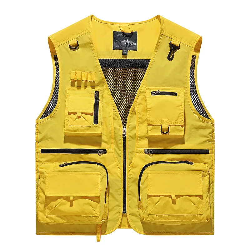 New Fashion Men Outdoor Mesh Fishing Photography Breathable Vests Coat Men Multi-pockets Waistcoats Climbing Sleeveless Jackets