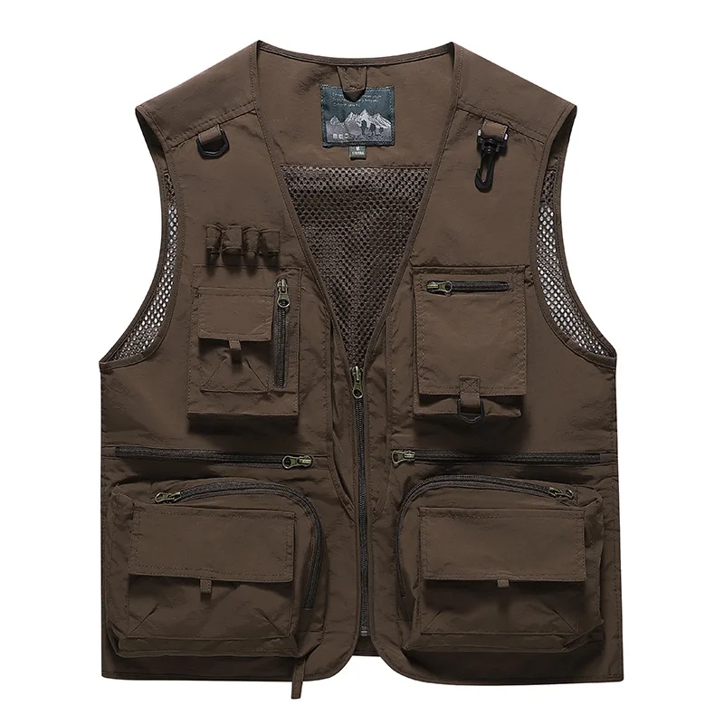 New Fashion Men Outdoor Mesh Fishing Photography Breathable Vests Coat Men Multi-pockets Waistcoats Climbing Sleeveless Jackets