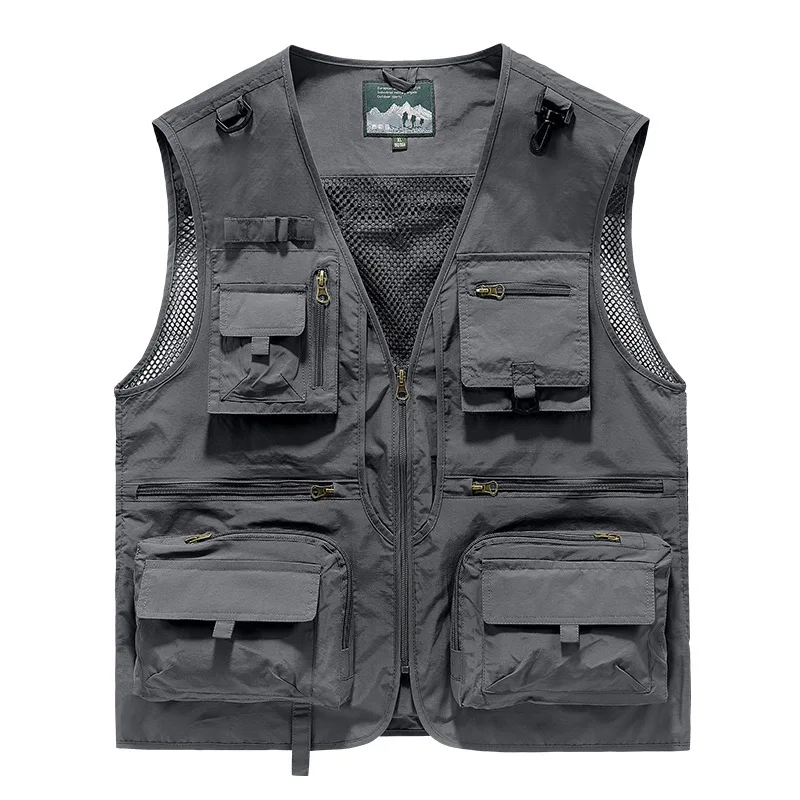 New Fashion Men Outdoor Mesh Fishing Photography Breathable Vests Coat Men Multi-pockets Waistcoats Climbing Sleeveless Jackets