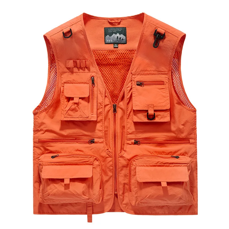 New Fashion Men Outdoor Mesh Fishing Photography Breathable Vests Coat Men Multi-pockets Waistcoats Climbing Sleeveless Jackets