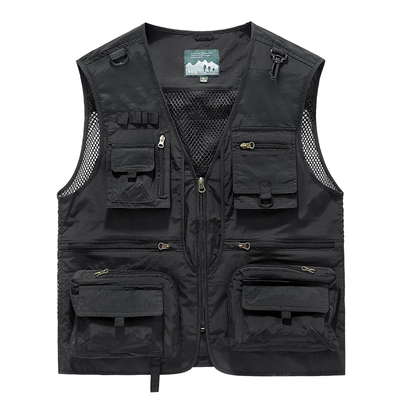 New Fashion Men Outdoor Mesh Fishing Photography Breathable Vests Coat Men Multi-pockets Waistcoats Climbing Sleeveless Jackets