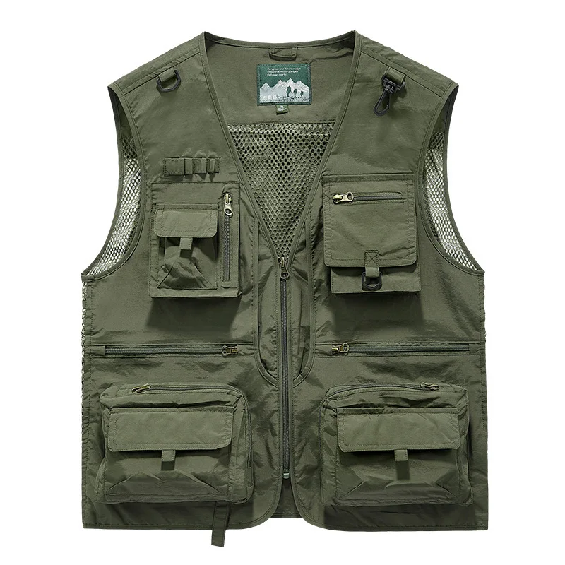 New Fashion Men Outdoor Mesh Fishing Photography Breathable Vests Coat Men Multi-pockets Waistcoats Climbing Sleeveless Jackets