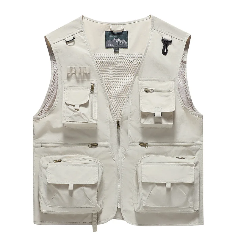New Fashion Men Outdoor Mesh Fishing Photography Breathable Vests Coat Men Multi-pockets Waistcoats Climbing Sleeveless Jackets