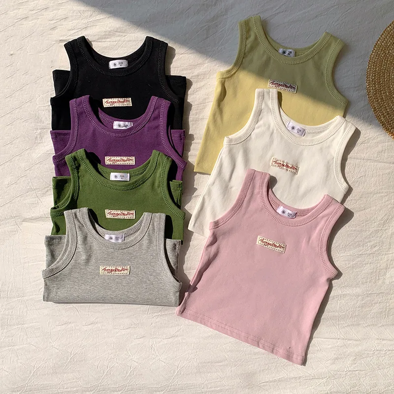 Kids Summer Clothes Sleeveless T-shirt Fashion Children T-shirt For Girls Boys Cotton Vest Tops