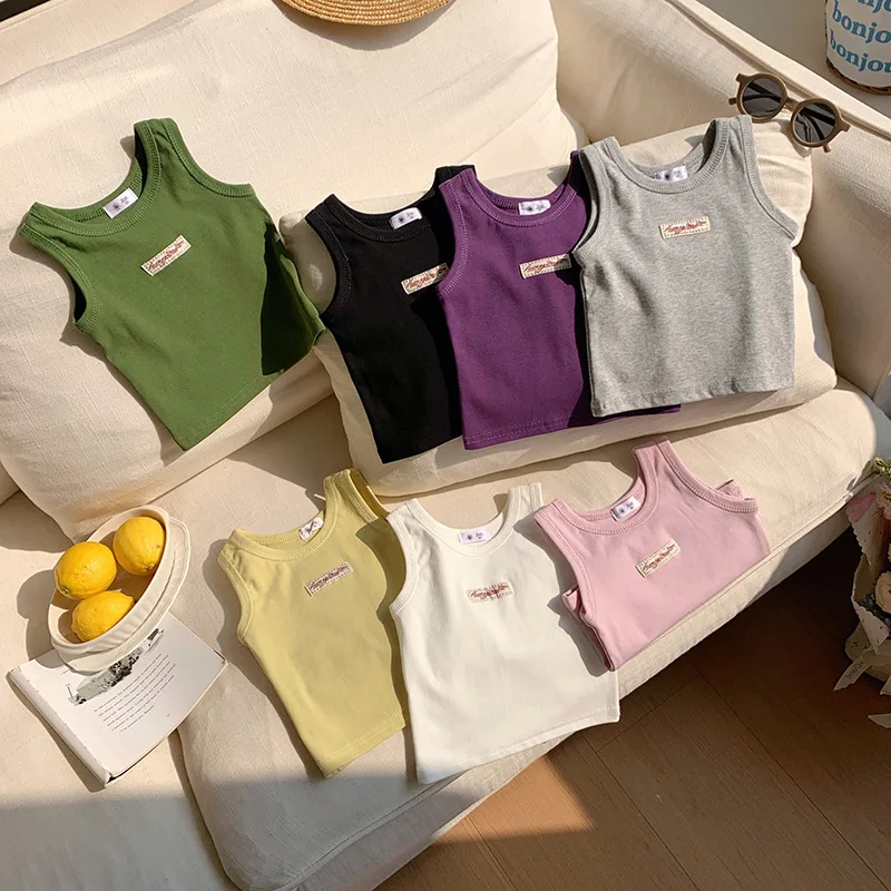 Kids Summer Clothes Sleeveless T-shirt Fashion Children T-shirt For Girls Boys Cotton Vest Tops