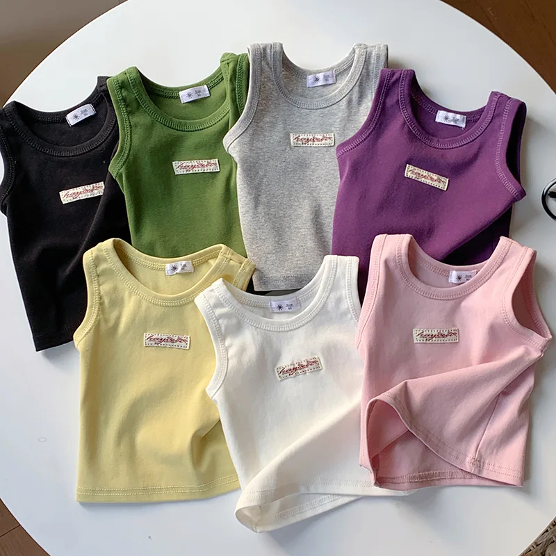 Kids Summer Clothes Sleeveless T-shirt Fashion Children T-shirt For Girls Boys Cotton Vest Tops