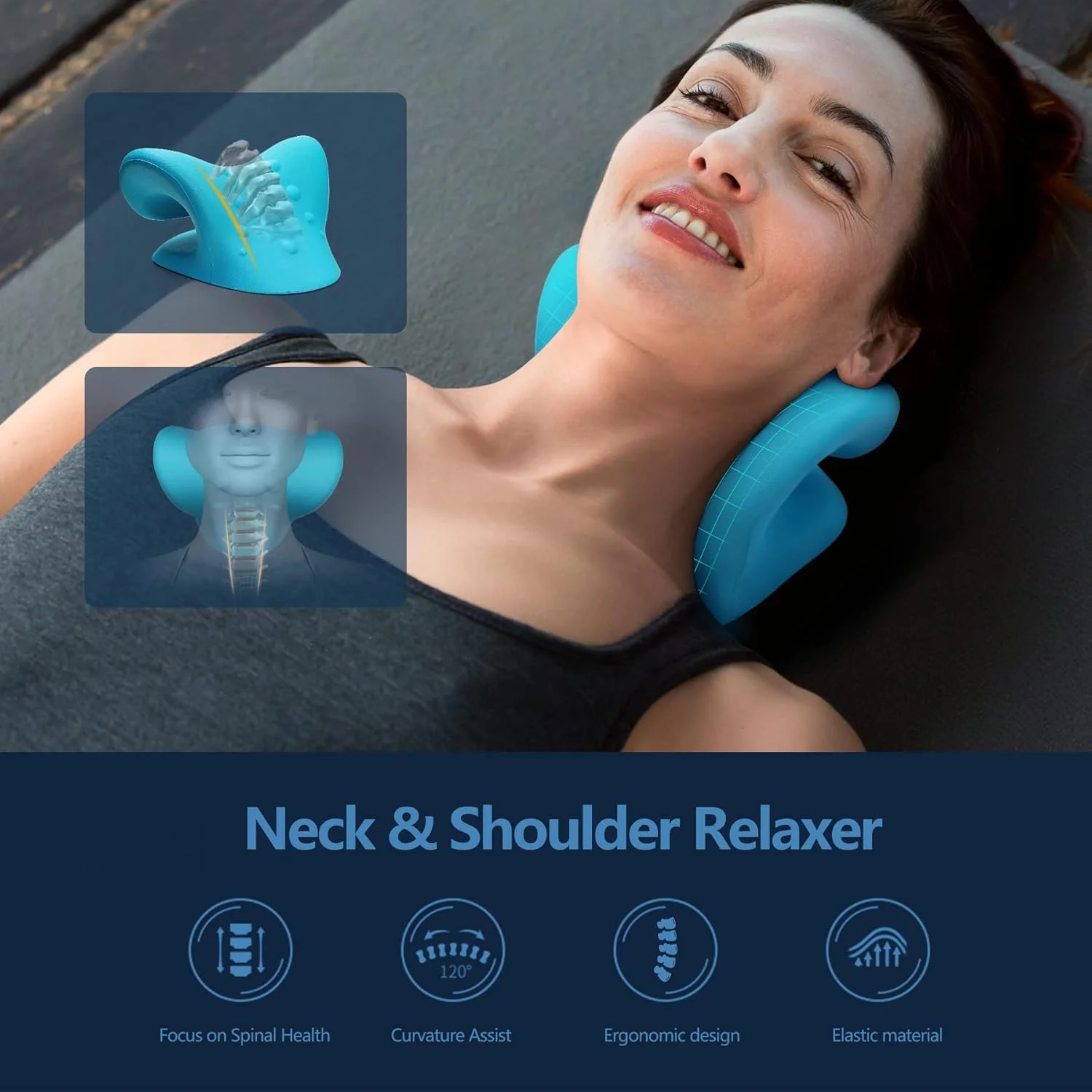Chiropractic Pillow Neck Relaxer Cervical Traction Device TMJ Pain Relief Spine Alignment Shoulder Support for Comfortable Sleep