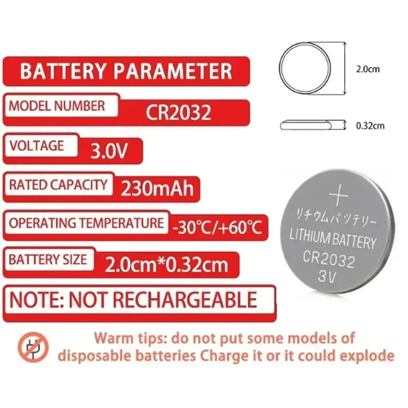 50-1000PCS Bulk CR2032 Lithium Button Cell Batteries Long Lasting for Watches Remotes & Key Fobs