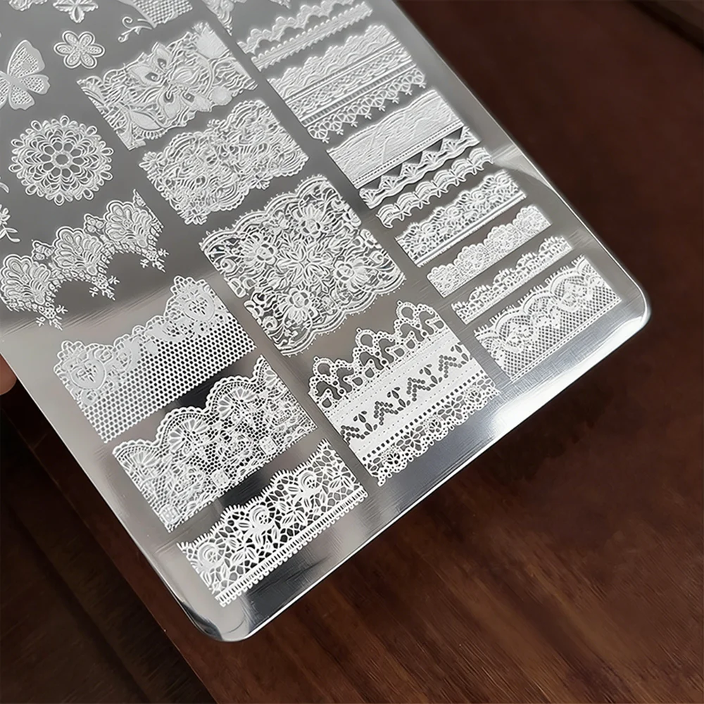 9*15cm 3D Lace Butterfly Nail Art Stamping Plate Stainless Steel Flower Lace French Nail Printing Stencils Manicure Tools*1pcs