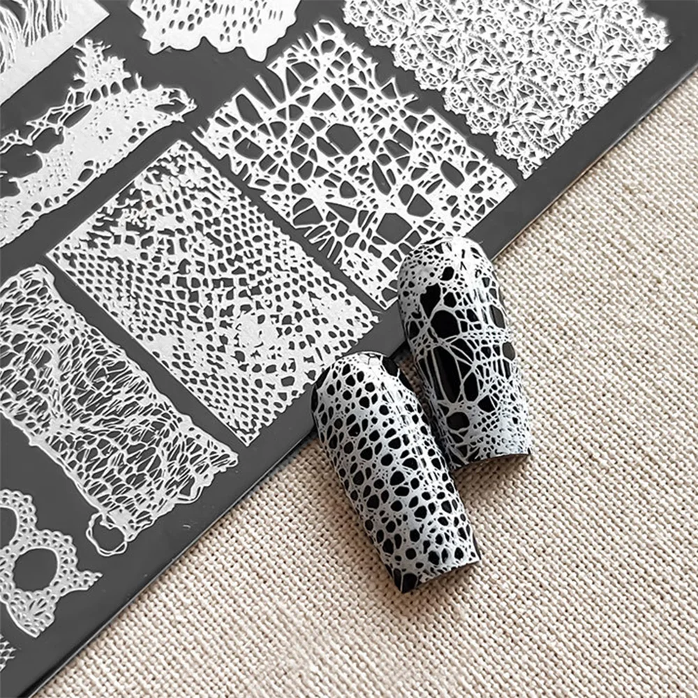 9*15cm 3D Lace Butterfly Nail Art Stamping Plate Stainless Steel Flower Lace French Nail Printing Stencils Manicure Tools*1pcs