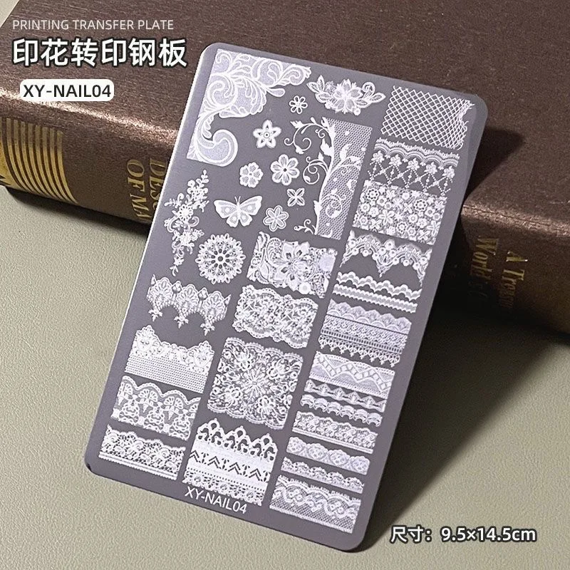 9*15cm 3D Lace Butterfly Nail Art Stamping Plate Stainless Steel Flower Lace French Nail Printing Stencils Manicure Tools*1pcs