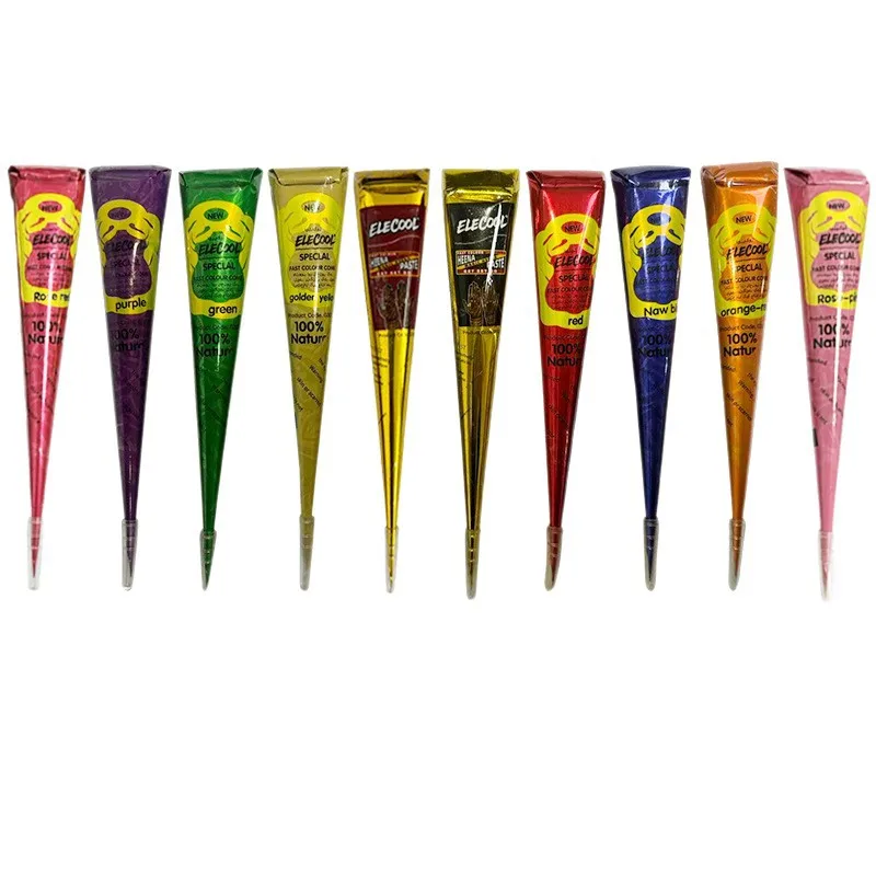 Dark Color Henna Tattoo Paste Hand-drawn Tattoo Paste Temporary Indian Henna Cones For Tattoo Body Special Body Art Paint