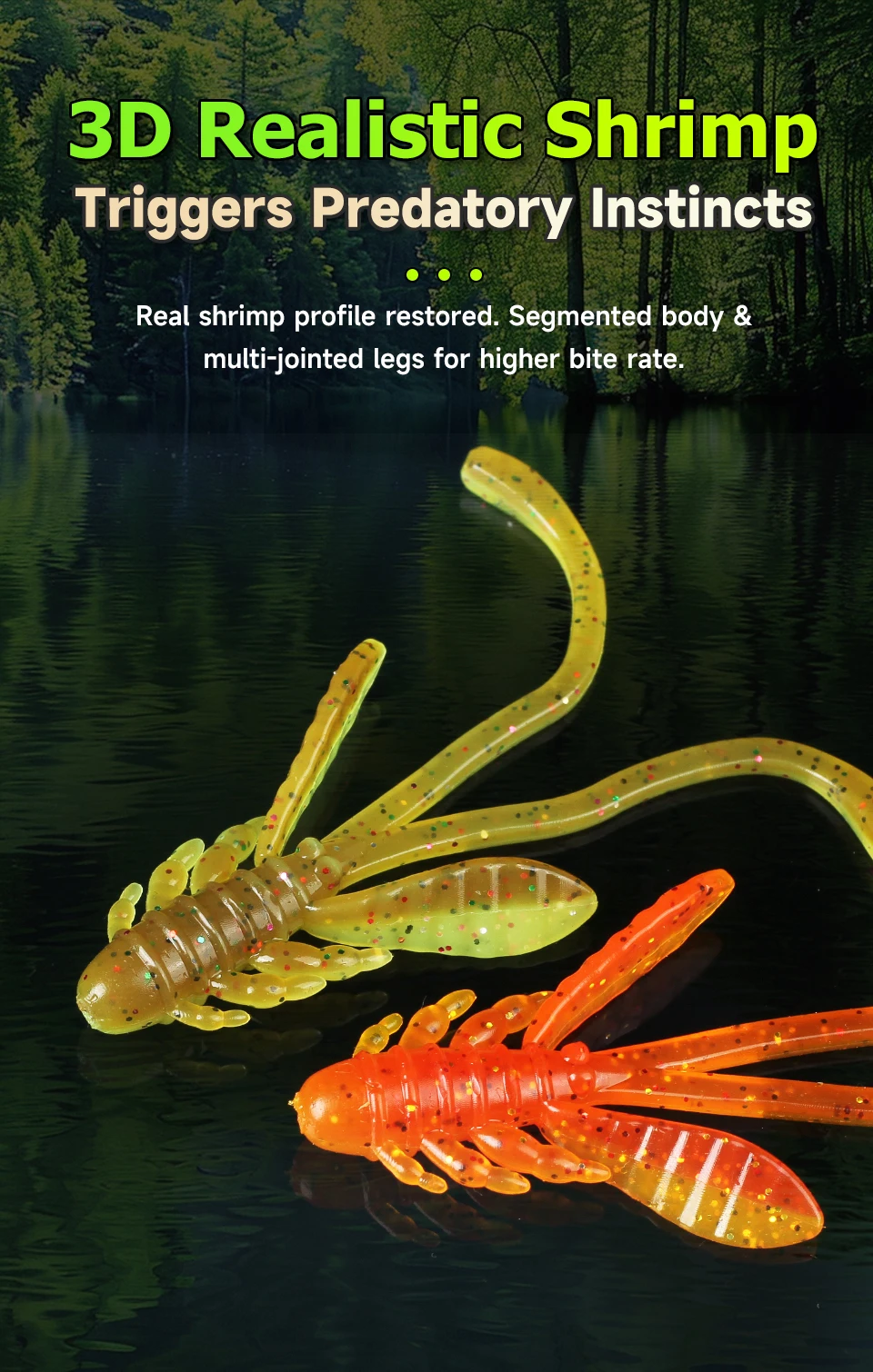 Supercontinent Allure Fishing Lures Soft Bionic Shrimp Lure, Artificial Soft Bait For Bass Trout, Outdoor Fishing Tackle