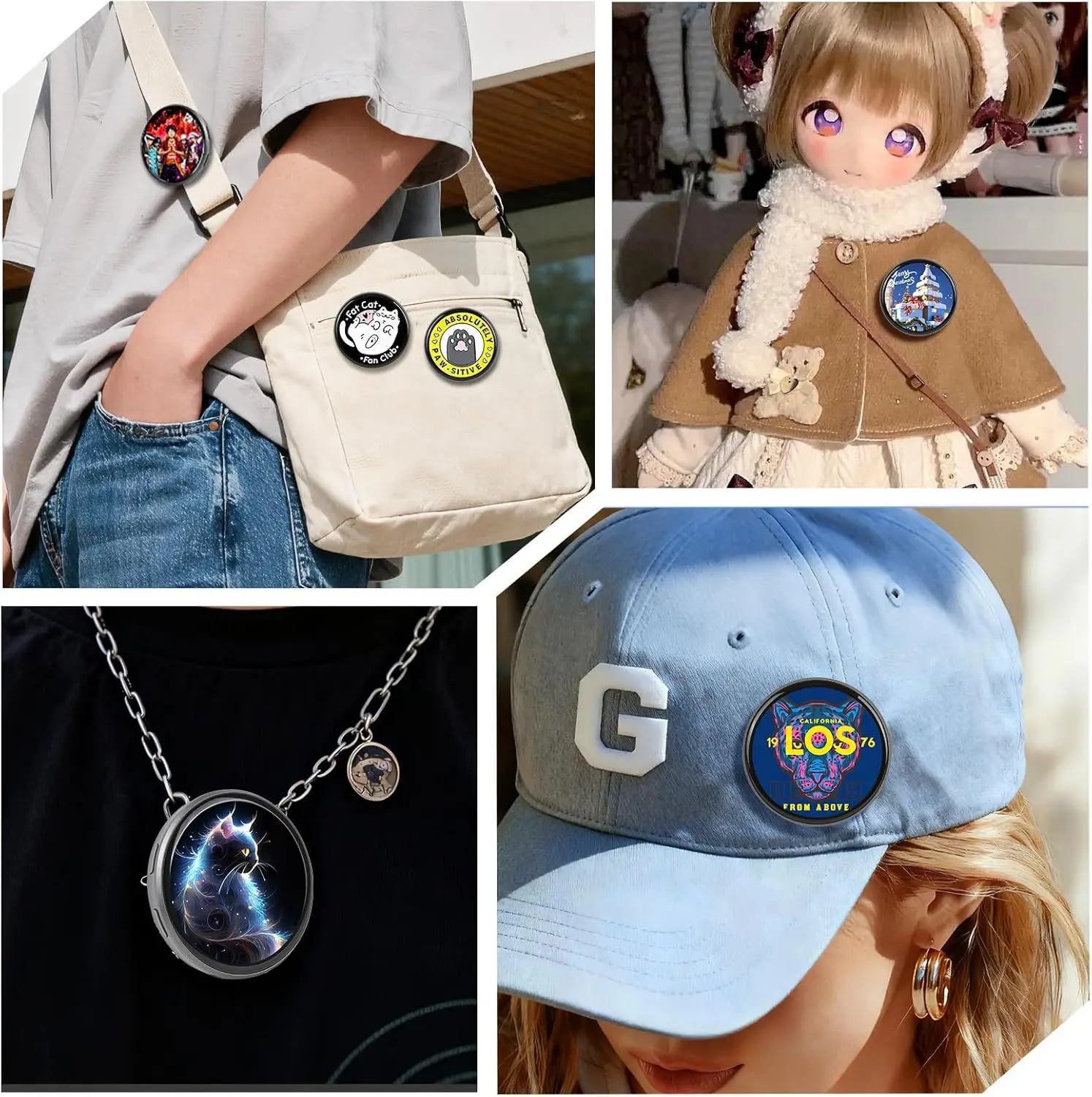 Anime E-Badge HD Screen Smart Dynamic Badge Pin Can Transfer Photos, GIFs, Animations, and Videos for Otaku Fans Gift