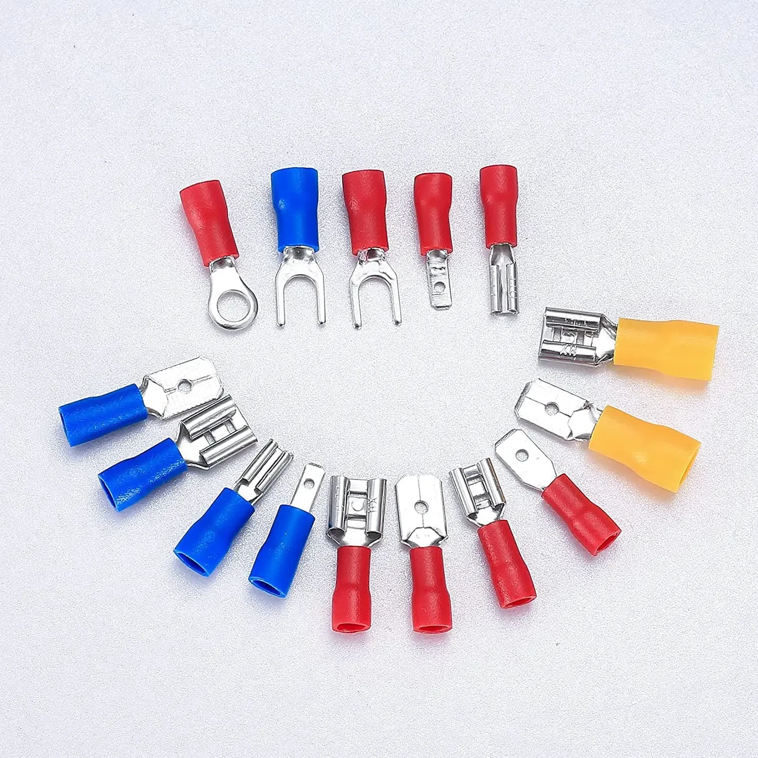 Automotive Insulated Electrical Wire Connector Kit Assorted Male Female Spade Ring Fork Butt Crimp Terminals Lugs Set for Cable