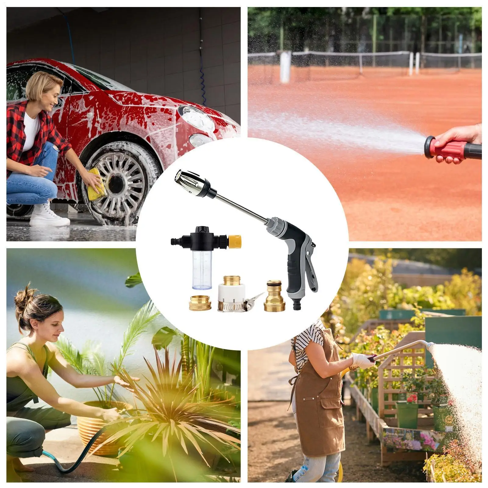 High Pressure Sprinkler Water Gun Car Washers Garden Lawn Watering Hose Nozzle Foam Lance Portable Automobiles Cleaning Tool
