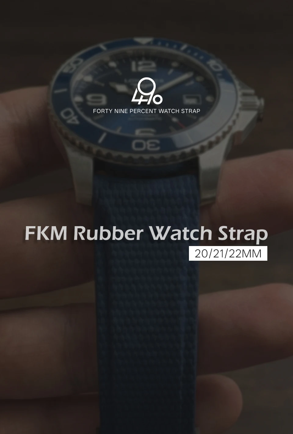 Curved End Watch Band Soft Fluorine Rubber Watchband 20mm/21mm/22mm Waterproof New FKM Watch Strap for Omega Wristwatch