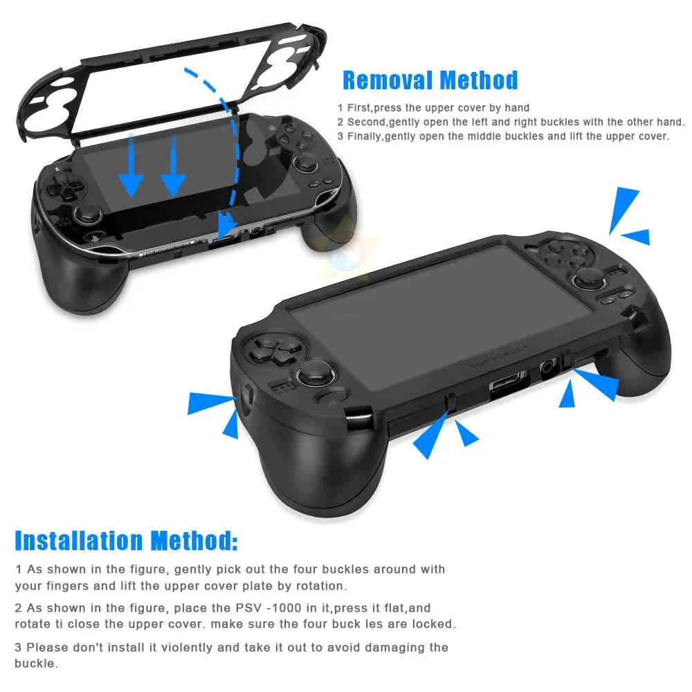 Black White For PS VITA 1000 PSV1000 Game Hand Grip Handle Holder Joypad Stand Case Shell Protect with L2 R2 Trigger Button