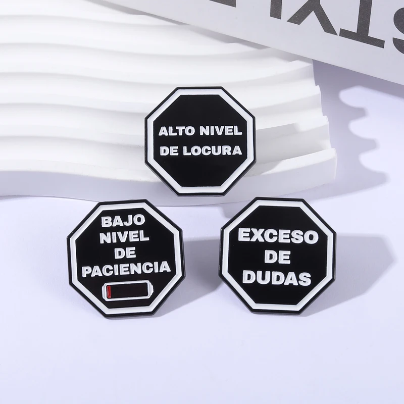 Spanish Quotes Collection Enamel Pins Comedy Ugly Girl Flork Memes Fitness Brooch Slang Low Battery Patience Badge Jewelry Gifts