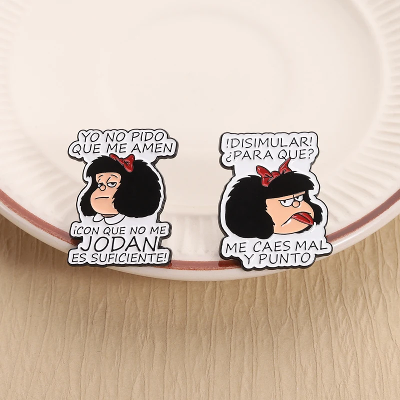 Spanish Quotes Collection Enamel Pins Comedy Ugly Girl Flork Memes Fitness Brooch Slang Low Battery Patience Badge Jewelry Gifts